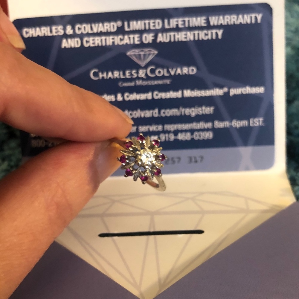 Charles & Colvard Moissanite Starburst Ring sz 8.5